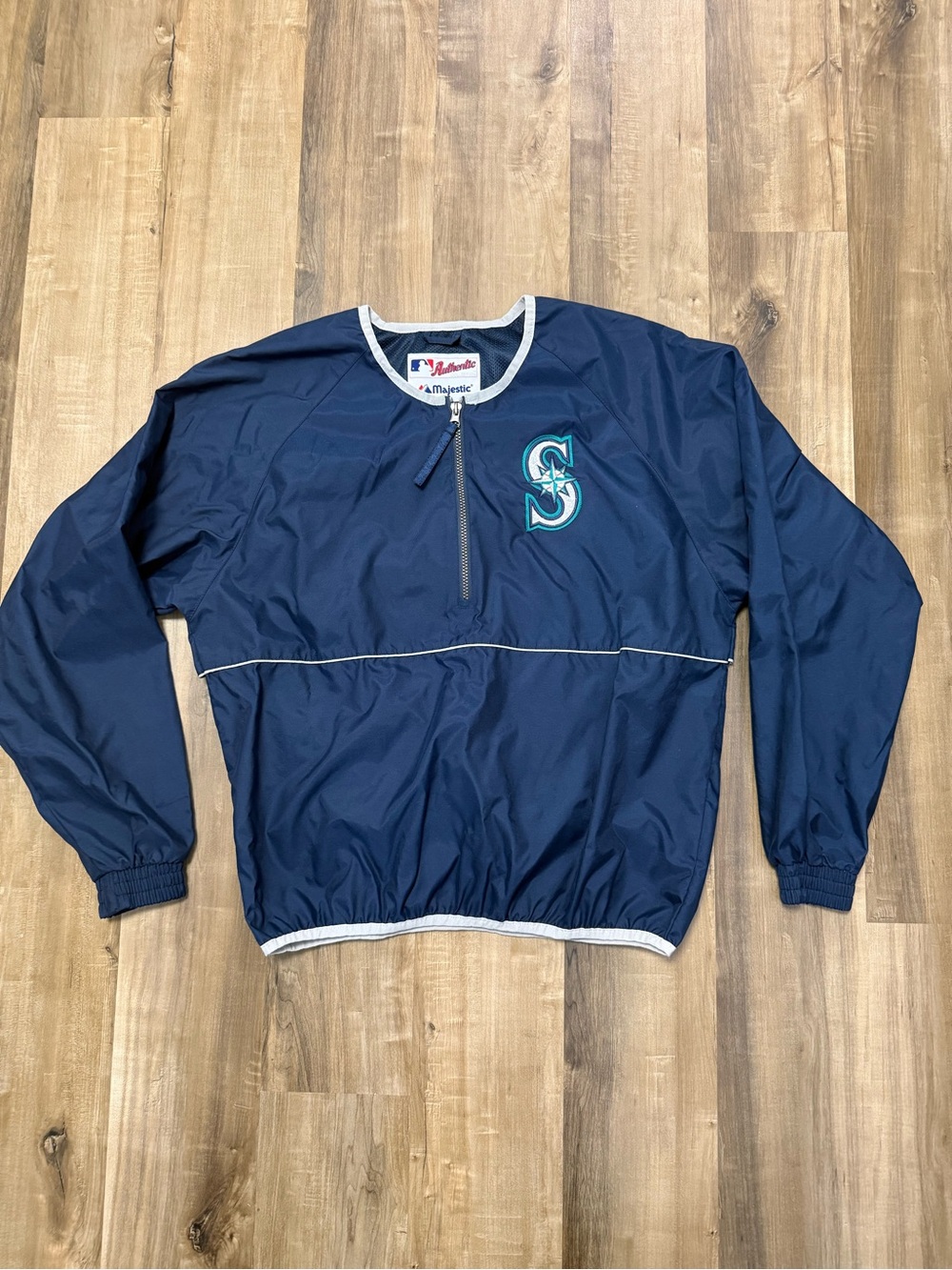 Vintage Seattle Mariners Baseball Pull On Quarter Zip Windbreaker Jacket Small